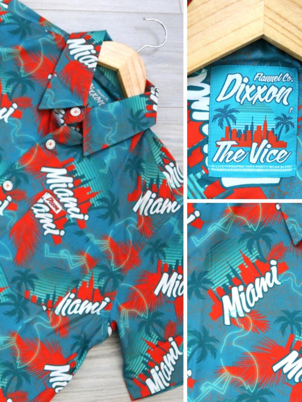 DIXXON 'The Vice' Miami Print Men's Resortwear Summer D-Lite Party Shirt Size S
